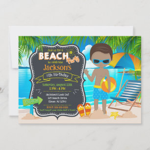 Summer Beach Party Tropical Boy Birthday Invitation