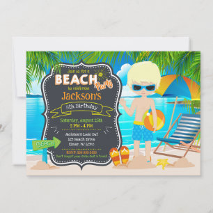 Summer Beach Party Tropical Boy Birthday Invitation