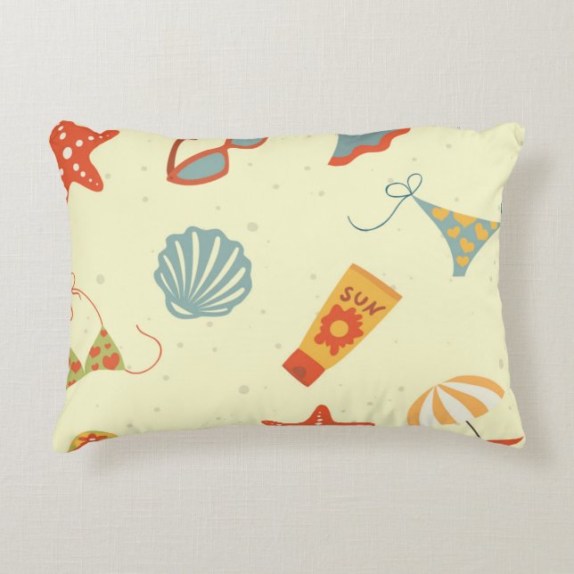 Summer Beach Pattern Accent Pillow (Front)
