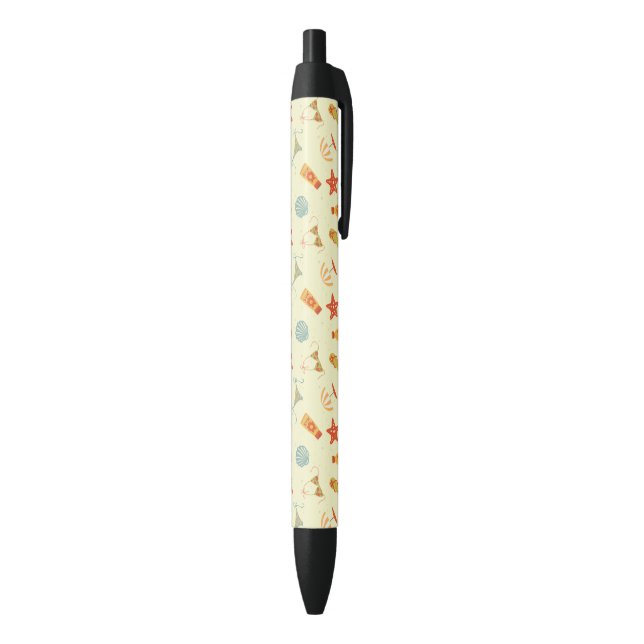 Summer Beach Pattern Black Ink Pen (Bottom (Vertical))