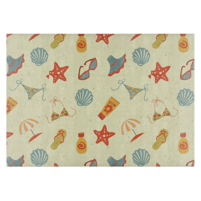 Summer Beach Pattern Cutting Board (Front)