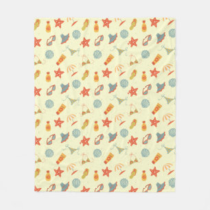 Summer Beach Pattern Fleece Blanket