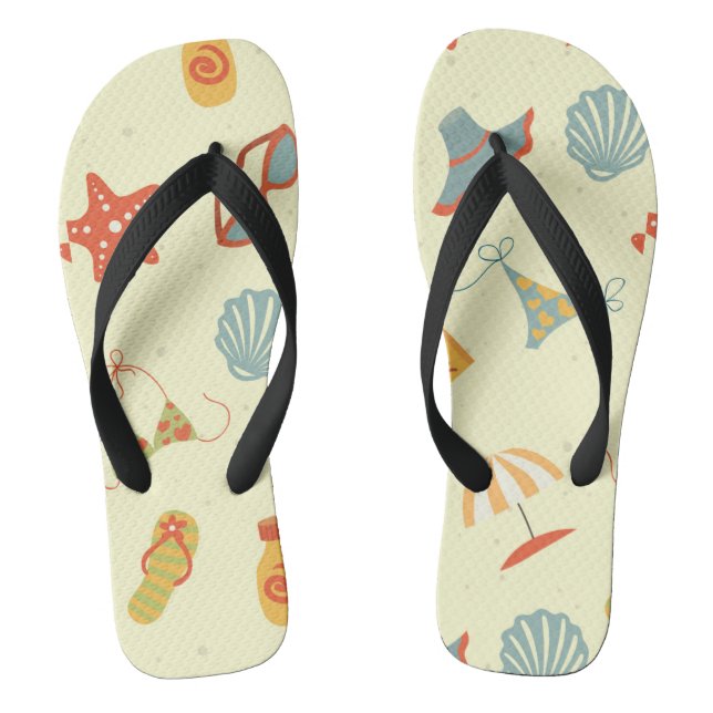 Summer Beach Pattern Flip Flops (Footbed)