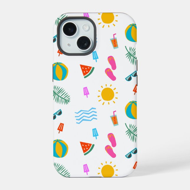 Summer Beach Pattern IPhone 15 Case (Back)