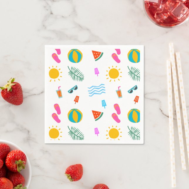 Summer Beach Pattern Paper Napkin (Insitu)