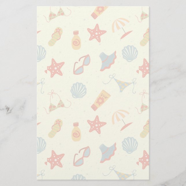 Summer Beach Pattern Stationery (Front)