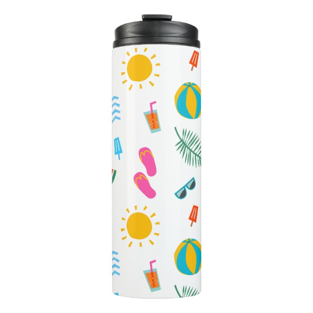 Summer Beach Pattern Thermal Tumbler (Front)