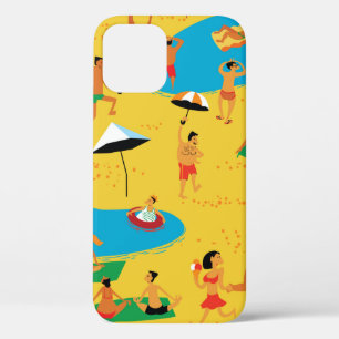 Summer beach people seamless pattern. Tropical bac iPhone 12 Case