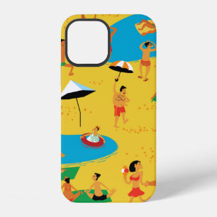 Summer beach people seamless pattern. Tropical bac iPhone 12 Case