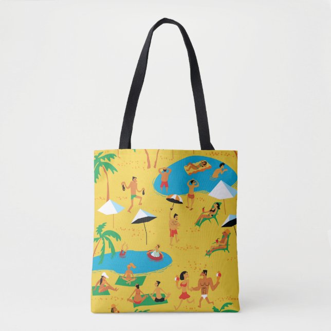 Summer beach people seamless pattern. Tropical bac Tote Bag (Front)