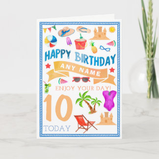 Summer Beach Personalised Birthday Card