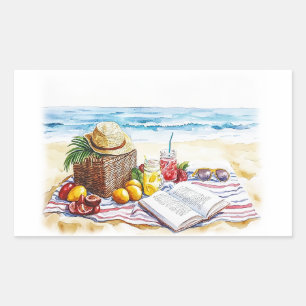Summer Beach Picnic Watercolor Illustration – Vibr Sticker