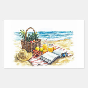 Summer Beach Picnic Watercolor Illustration – Vibr Sticker