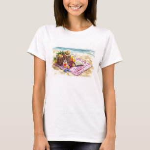 Summer Beach Picnic Watercolor Illustration – Vibr T-Shirt