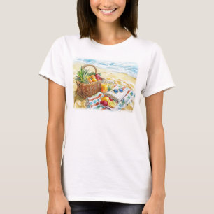 Summer Beach Picnic Watercolor Illustration – Vibr T-Shirt