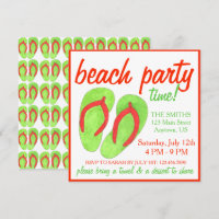 Summer Beach Pool Party Green Flip Flop Sandals