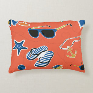 Summer Beach: Relaxing Seamless Pattern. Accent Pillow