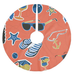 Summer Beach: Relaxing Seamless Pattern. Brushed Polyester Tree Skirt