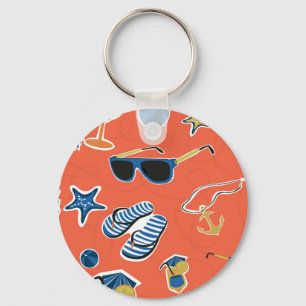 Summer Beach: Relaxing Seamless Pattern. Keychain