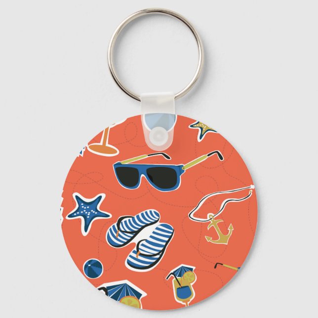 Summer Beach: Relaxing Seamless Pattern. Keychain (Front)