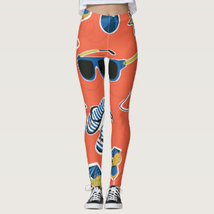 Summer Beach: Relaxing Seamless Pattern. Leggings