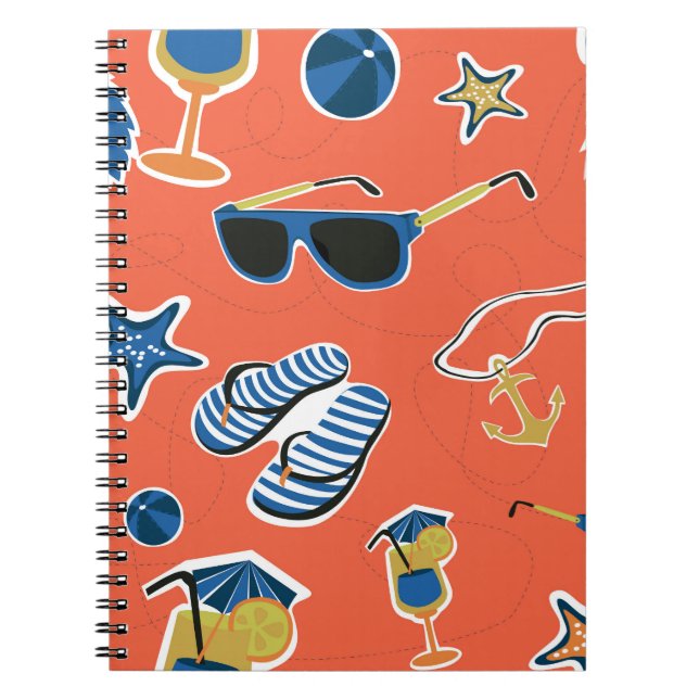 Summer Beach: Relaxing Seamless Pattern. Notebook (Front)