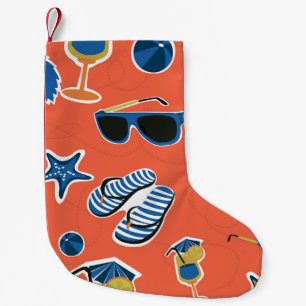 Summer Beach: Relaxing Seamless Pattern. Small Christmas Stocking