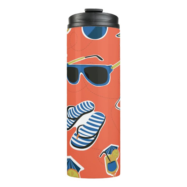 Summer Beach: Relaxing Seamless Pattern. Thermal Tumbler (Front)