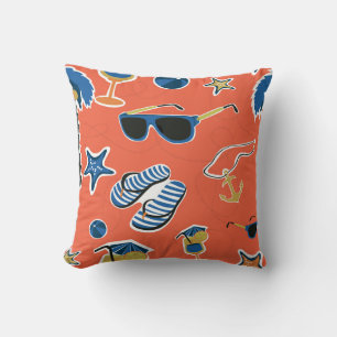 Summer Beach: Relaxing Seamless Pattern. Throw Pillow