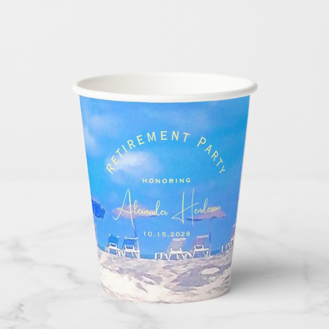 Summer Beach Retirement Party Paper Cups (Back)