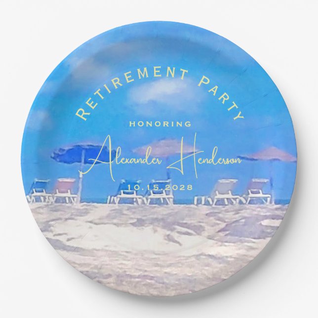 Summer Beach Retirement Party Paper Plate (Front)
