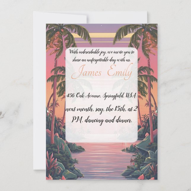 summer beach Rustic Watercolor Themed Wedding  Invitation (Front)