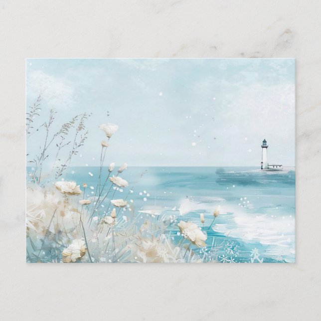 Summer Beach Scene Coastal Art Postcard  (Front)