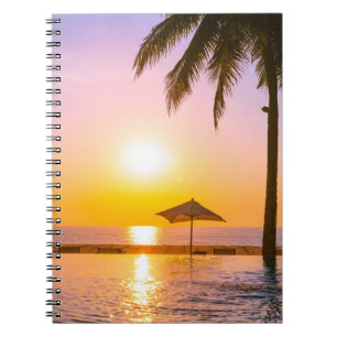 Summer Beach Scene With Sea Notebook