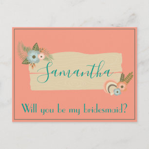 Summer Beach Seashell Bridesmaid Proposal Postcard