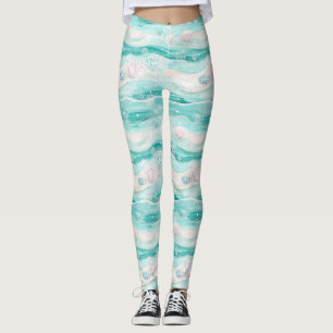 Summer Beach Seashell Pattern Leggings