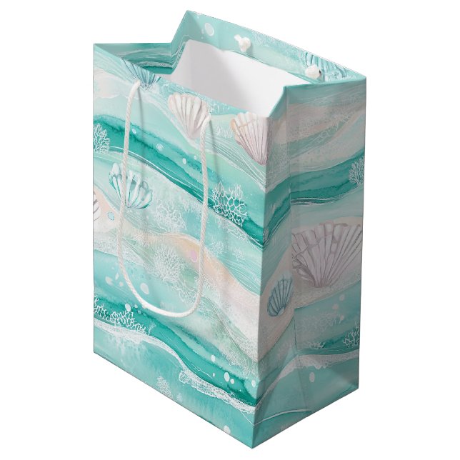 Summer Beach Seashell Pattern Medium Gift Bag (Front Angled)