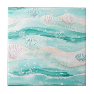 Summer Beach Seashell Pattern Tile