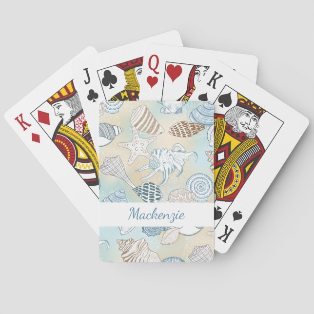 Summer Beach Seashells Personalized Playing Cards (Back)
