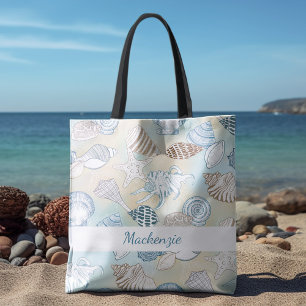 Summer Beach Seashells Personalized Tote Bag