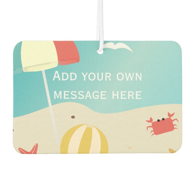 Summer Beach Seaside Holiday Custom Text Air Freshener (Front)