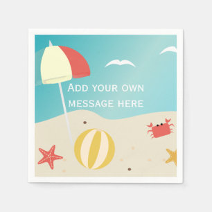 Summer Beach Seaside Holiday Custom Text Napkin