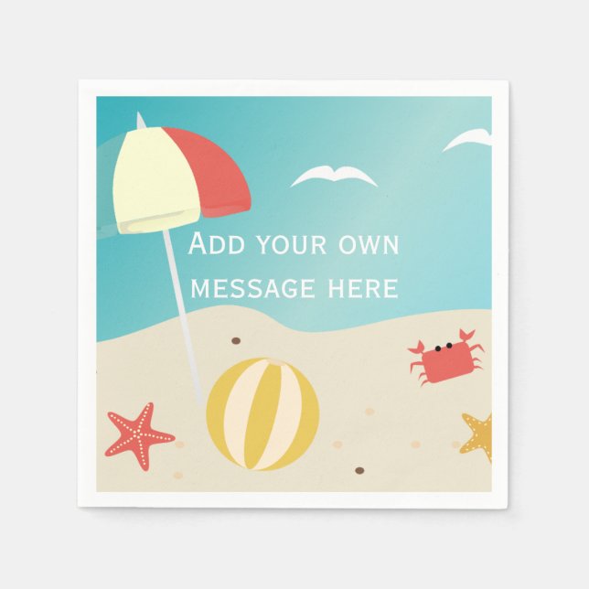 Summer Beach Seaside Holiday Custom Text Napkin (Front)