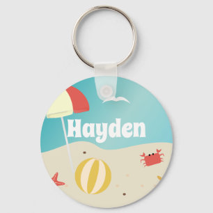 Summer Beach Seaside Holiday Personalised Keychain