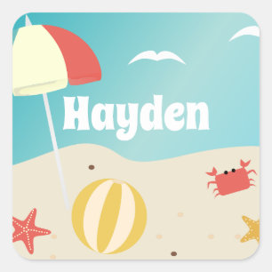 Summer Beach Seaside Holiday Personalised Square Sticker