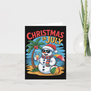 Summer Beach Snowman Christmas In July Funny Aloha Card