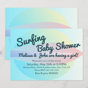 Summer Beach Surf Baby shower Invitation fille