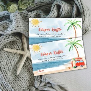 Summer Beach Surf Diaper Raffle Baby Shower  Enclosure Card