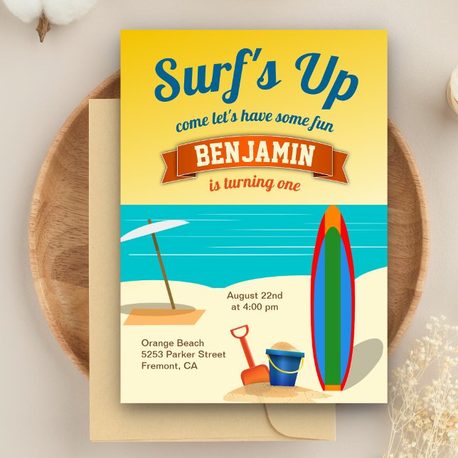 Summer Beach Surfing Anniversaire Fête Invitation (Créateur téléchargé)