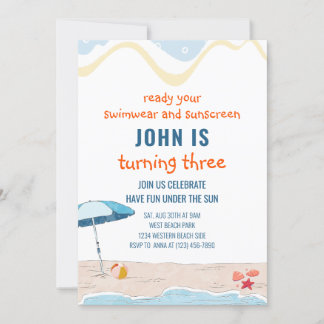 Summer Beach Thème Anniversaire Invitation
